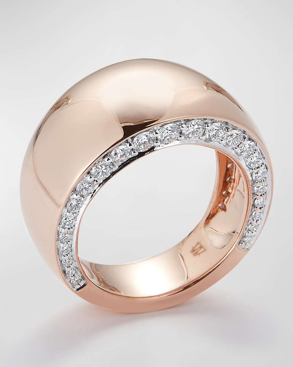 Lytton Rose Gold Wide High Polish Band with White Rhodium and Diamonds